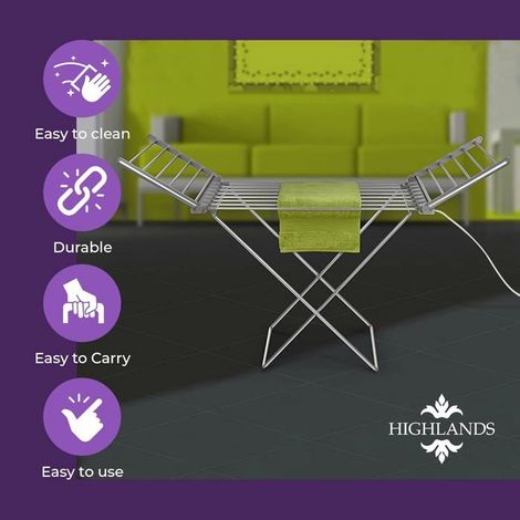 Sechoir à linge électrique pliant - CELLUSTOP - Argent - Économie d'énergie - 18 barres - Charge max 15 kg (1/5)