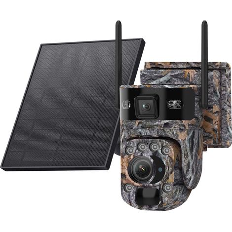 Caméra de Surveillance Extérieure Camouflage Sous-Bois 4G Solaire, 20X Zoom Numérique 6MP 600MP CMOS, IP66 Étanche ABS -30°C à +60°C, Vision Nocturne Infrarouge 20m-KINZON (1/5)