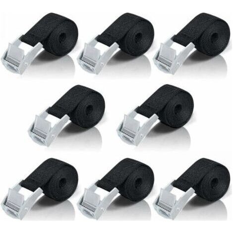 ALLIANDISSangle d'arrimage 1M – Lot de 8 sangles à cliquet – Boucle de serrage en alliage de zinc – Charge maximale 200kg – Fixation moto/voiture/vélo (1/5)