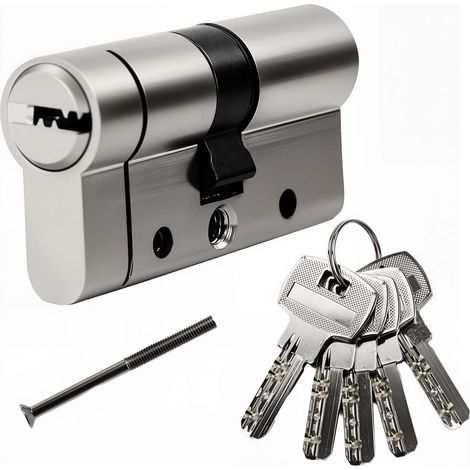 60mm (30/30) Cylindre de Serrure Antivol en Cuivre Haute Sécurité - 6 Broches Trempées, Verrous Anti-Claquement avec 5 Clés Identiques pour Portes Extérieures (1/5)