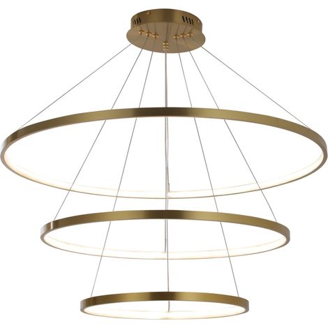 Lampadario moderno oro 3 anelli LED 60W 4000K Ø80cm (1/5)