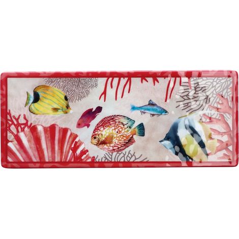 Regalo Italiano Vassoio Rettangolare Melamina Alyssa 27 x 11 Cm H 2 Cm Rosso 1 Pz