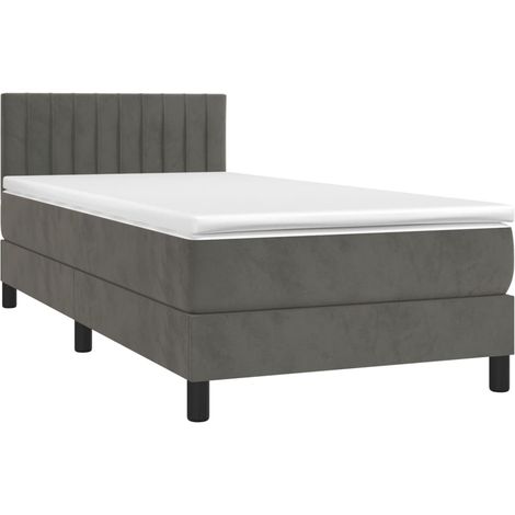 vidaXL Sommier à lattes de lit avec matelas Gris foncé 100x200 cm