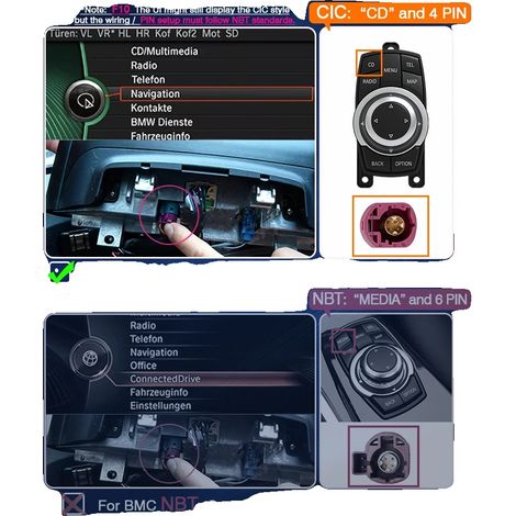 Decodificador inalámbrico CarPlay Android Auto, compatible con BMW EVONBT CCC 2000-2009, integración perfecta, instalación rápida, para CIC (1/2)