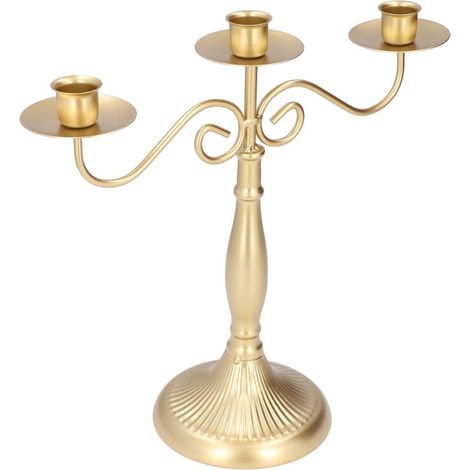 Bougeoirs de Style européen, support de bougie à 3 têtes en or pour dîner de fête de mariage (1/5)