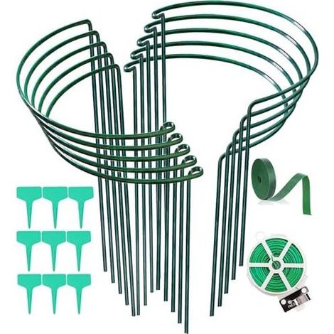 Set mit 10 Pflanzenstützen, halbrunde Metall-Pflanzenstützen für Garten, Käfige und Stützen für Pfingstrosen, Töpfe, Tomaten, Gemüse, Blumen 25x40CM - (1/5)