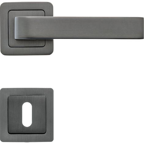 AYR Lot de 2 poignées CANELA graphite mat + 2 rosaces clé graphite mat (1/4)