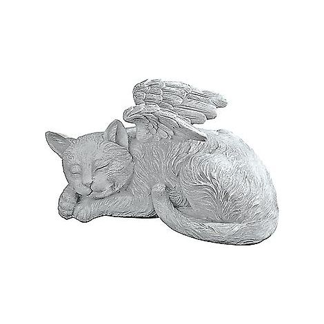 Pierre tombale commémorative pour chat, ange, de Design Toscano, en polyrésine et pierre antique. (1/4)