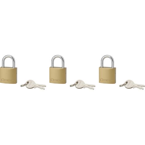 THIRARD - Lot de 3 cadenas TYPE 1, intérieur, 30mm, anse acier cémenté, 6 clés, s'entrouvrant - THIRARD