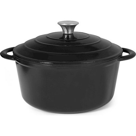 Casseruola in ghisa con 2 manici e coperchio nero Ø 26 cm (1/4)