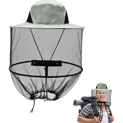 Chapeau D'apiculteur de Tete Filet de Tête Anti Moustiquaire Chapeau Ecran Insecte pour Hommes Femmes Pêche en Plein Air Camping (1/5)