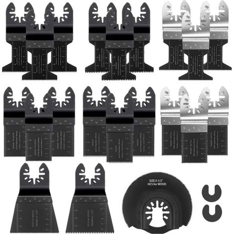 Set di 21 lame per sega oscillante, utensili oscillanti a sgancio rapido per tagli generici, kit professionale multifunzionale universale con utensili oscillanti misti.