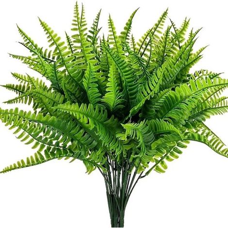 Helechos artificiales - Plantas artificiales - Verde - Ideales para decoración de escritorios, jardines, bodas y fiestas - 15 unidades (1/5)