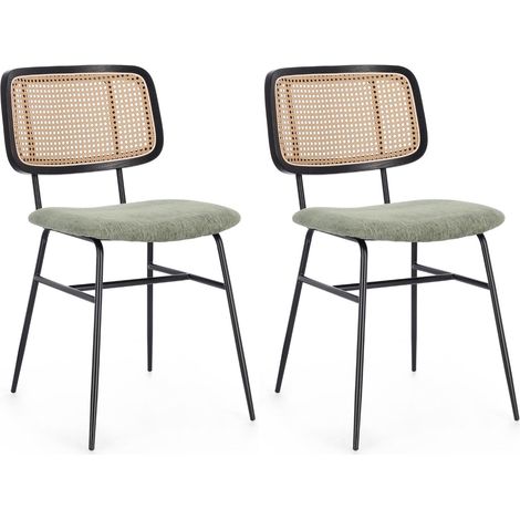 Chaises de salle à manger en cannage et tissu (lot de 2) - GLORIA (1/5)