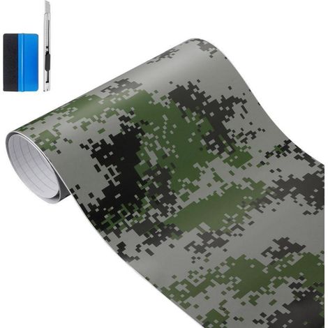 Vinyle adhésif camouflage numérique vert 30x150cm pour auto, moto, mobilier (1/5)