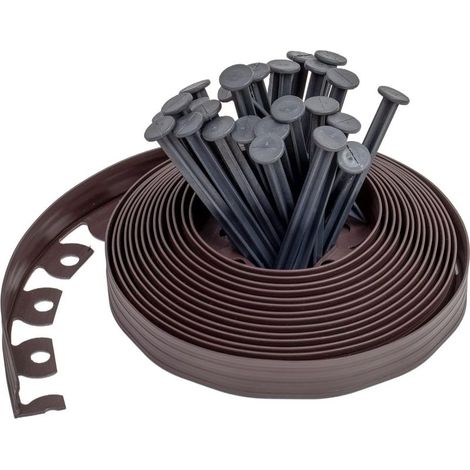Bordure de jardin en plastique de 10 mètres avec 30 piquets d'ancrage, bordure flexible pour pelouse, bordure avec piquets robustes, idée d'aménagement de jardin, hauteur 50 mm, épaisseur 3 mm, bordur (1/5)