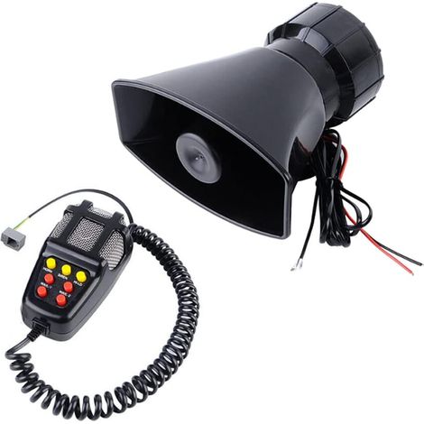 12V 7 Tons Son Voiture Sirène 100W Corne Haut-Parleur de Sirène Voiture Micro PA Système Voiture Amplificateur Alarme Sirène Klaxon Corne Air Mégaphone (1/5)