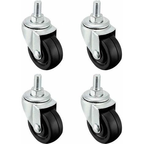 Set of 4 x 40mm rubber casters with M8 threaded stem (1/5)