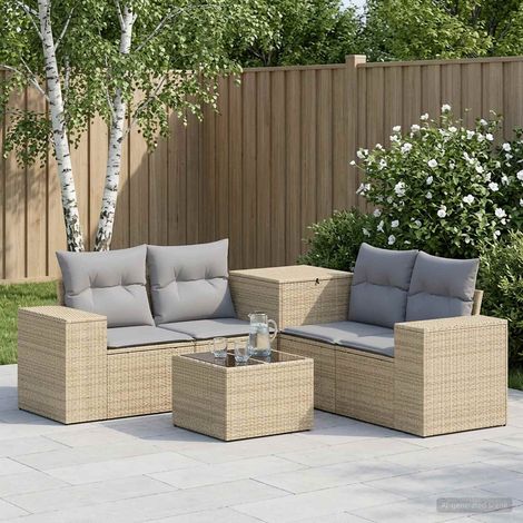Set di divani 6 pz Beige e Grigio Chiaro vidaXL (1/5)