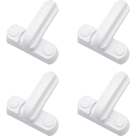 Lot de 4 verrous de sécurité en métal blanc pour fenêtres et portes, compatibles avec divers modèles. (1/5)