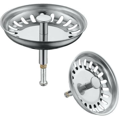 Sink Strainer, 79mm Stainless Steel Sink Plug, 2 Sink Strainers, Height Adjustable Sink Plug (1/5)