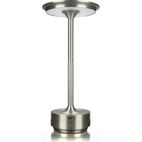 Lampe de bureau LED rechargeable - 1800 mAh - corps rond en métal - interface USB-C - lumière d'ambiance sans fil étanche à intensité variable (1/5)