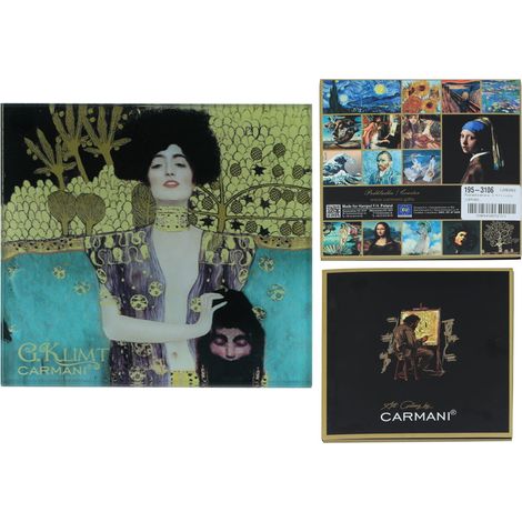 Carmani, posavasos de cristal de aprox. 11,5 x 11,5 cm - Gustav Klimt/Judyta (1/3)
