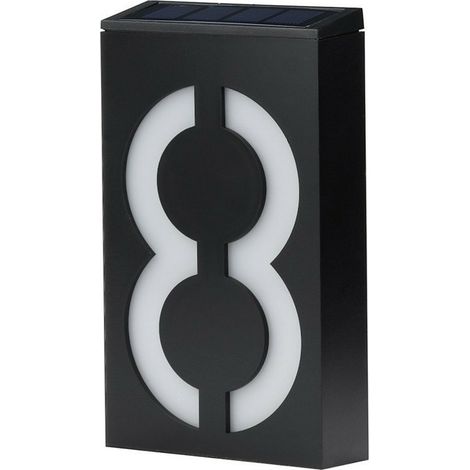 Plaque Adresse Solaire Extérieure Étanche IP55 - Luminaire Numéro Maison Auto On/Off avec 6 LED pour Mur Garage Clôture (1/4)