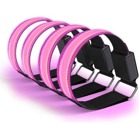 4 bandes réfléchissantes USB lumineuses pour bras, accessoires de course à pied en extérieur, lot de 4 bracelets LED (1/3)