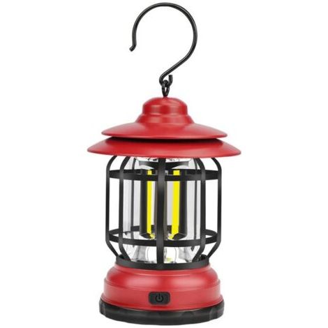 Lampe de camping rétro suspendue avec crochet (pile non incluse) rouge (1/5)