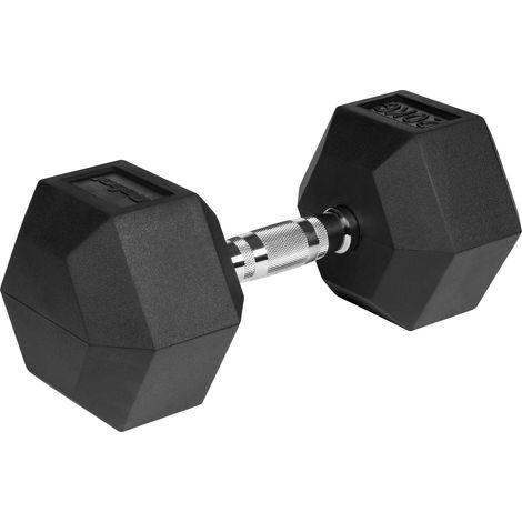 Gusseiserne, gummierte Hantel HEX 20 kg Rebel Sechskanthantel (1/2)