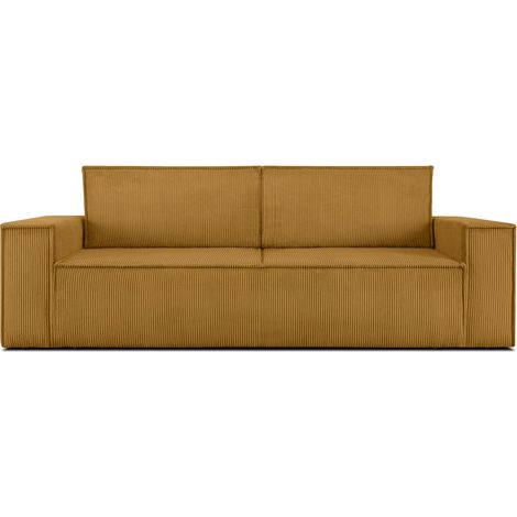 KONSIMO NAPI Sofa 3 Sitzer, mit Schlaffunktion, in Pet Friendly Cord-Stoff, Gelb (1/5)