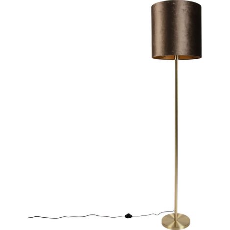 Stehleuchte Messing mit Samt-Schirm Braun 40cm - Simplo (1/4)