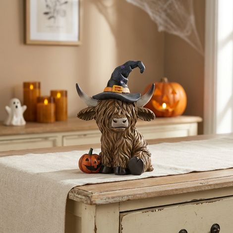 Halloween Witch Hat Highland Cow Ornament (1/2)