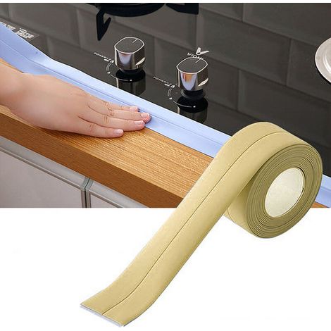 Tnfeeon PVC DÉCCC CAULK Strip-Auto-Adhesive Scellage Ruban pour Protection des Bords Imperméables (Beige)
