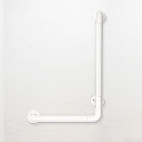 Haltegriffe für Senioren Edelstahl L-Form 60x40cm Weiß - Rutschfester Sicherheitsgriff, Haltegriff Dusche, für Dusche, Badewanne & WC, Wandmontage bis 300KG