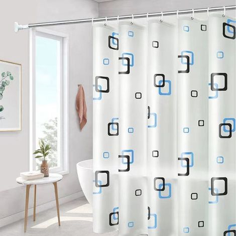 Rideau de Douche Décoratif Motif Océan Géométrique - Tissu Imperméable Abstrait Plage - pour Salle de Bain - 152x178cm (60"x70") (1/5)