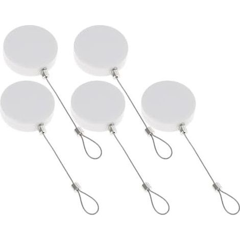 Set di 5 avvolgicavo antifurto in acciaio da 90 cm con alloggiamento automatico per una gestione sicura dei cavi nei negozi di camper e roulotte. (1/5)