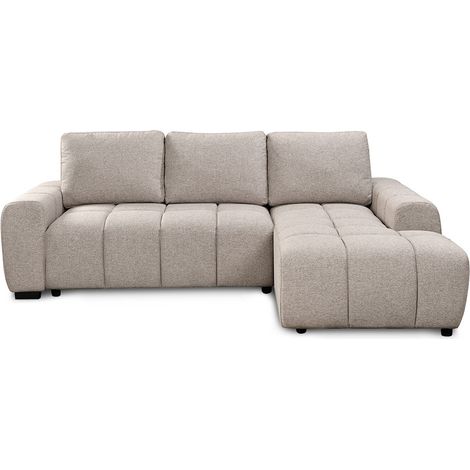Sofa Cama Chaise Longue Nuvola con Arcon 258cm, Beige, Chaise Derecho