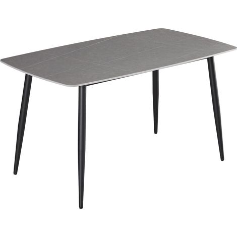 Esstisch Keramik grau 140 x 80 Vierfuß-Gestell schwarz MILANO (1/5)