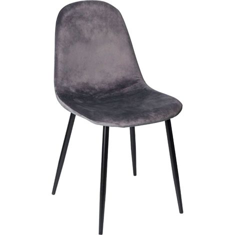 Packs Sillas Comedor - Pack 4 Sillas Teok Black Terciopelo - Gris oscuro
