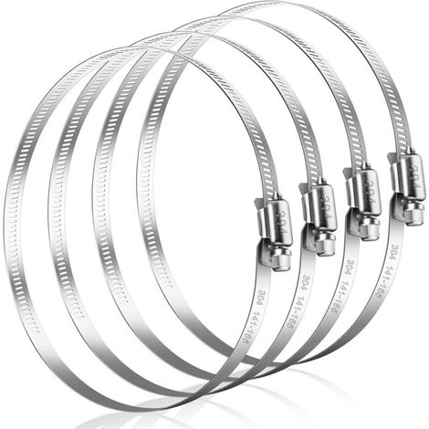 Colliers de serrage 141-165mm, lot de 4 colliers de serrage réglables en acier inoxydable 304, assortiment de colliers de serrage pour tuyau de piscine, tuyau d‘aération, tuyau d‘extraction d (1/5)