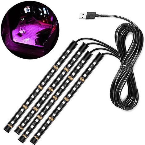 Bandes lumineuses LED pour voitures avec port USB, éclairage d'ambiance décoratif au sol, pièce détachée pour voiture (1/5)
