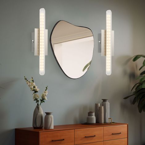 Wandlampe Spiegellampe LED Schlafzimmerleuchte chrom Wandleuchte Treppenhauslampe, 4W 260lm warmweiß, LxH 30 x 5 cm, 2er Set