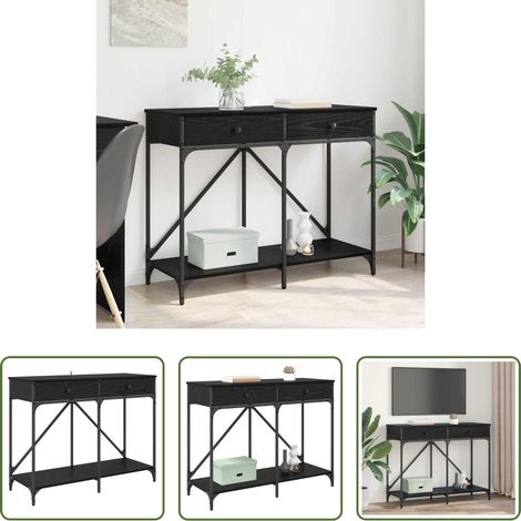 vidaXL Schubladen - Konsolentisch Schwarz Eichen-Optik 100 x 39 x 78,5 cm (1/5)