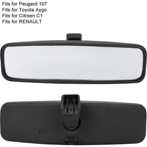 Rétroviseur intérieur — Modèle C1 — Rétroviseur de voiture, miroir intérieur avec boîtier en ABS (Réf. pièce : 814842), Compatible avec les modèles 107/206/106 (1/4)