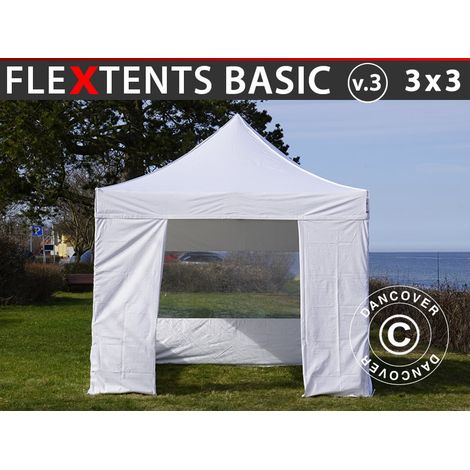 Pop up gazebo FleXtents Basic v.3, 3x3 m White, incl. 4 sidewalls
