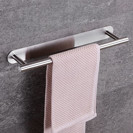 Wall Mounted Towel Rack 40cm - Rust Free Stainless Steel - Towel Bar Suitable for Bathroom or Kitchen - 3M Self Adhesive Sturdy s