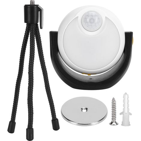 Lampadaire LED Extérieur avec Trépied, Détection Automatique, IP43, Blanc, 10m de Portée, pour Jardin et Intérieur
