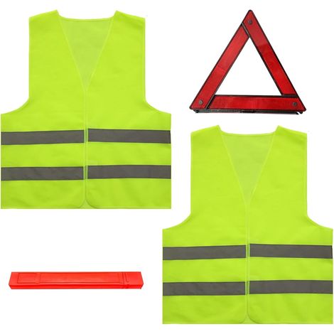 3 in1 Triangle et Gilet Jaune pour Voiture Pliable Kit Triangle de Signalisation et Gilet Jaune Haute Réflectivité Triangle Voiture Kit pour Les Voitures Conforme aux Normes Européennes ECE (1/5)